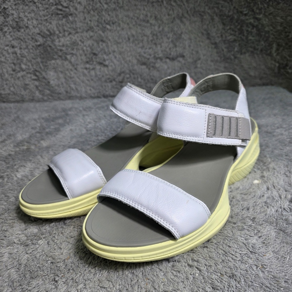Sorel Explorer Blitz Sandal White Leather Platform Sporty Women 8.5 Excellent